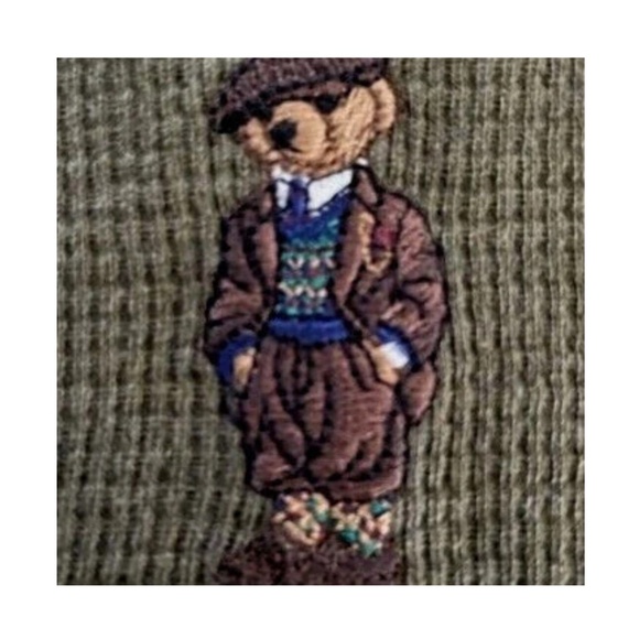 Polo Ralph Lauren Waffle Knit Polo Bear Embroidered Long Sleeve - Picture 4 of 9